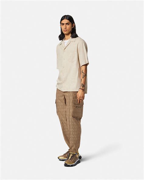 versace leather cargo pants|Versace pants price.